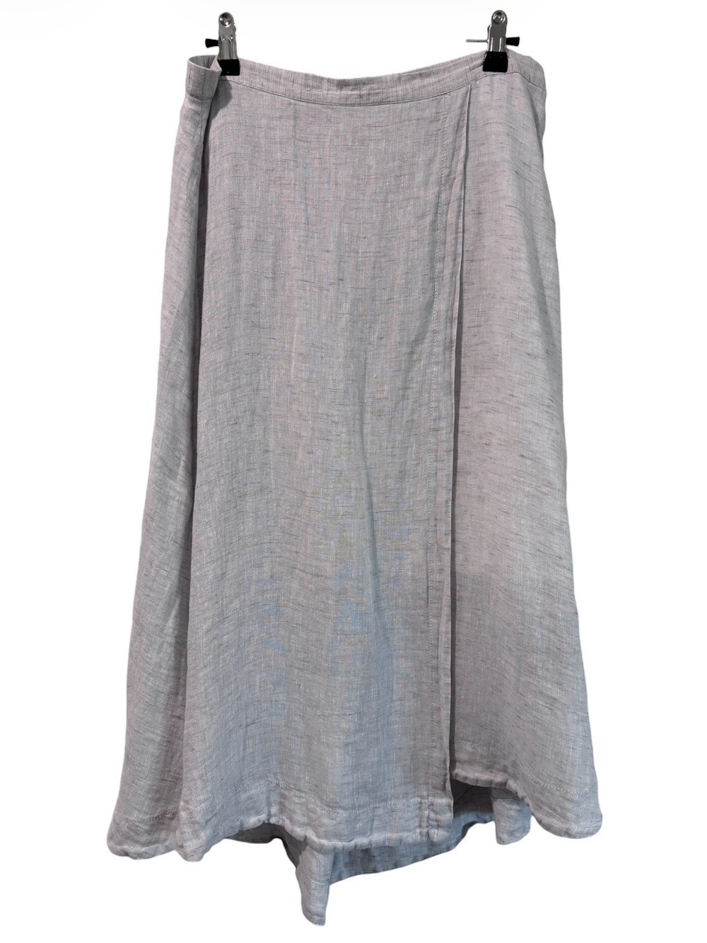NIC+ZOE Light Gray Linen Asymmetrical Lagenlook Faux Wrap Skirt Women’s Size 8